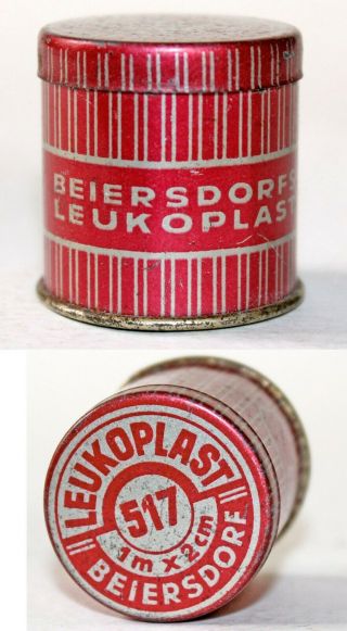 Vintage German Beiersdorf Leukoplast 517 Adhesive Plaster Tin Box 1950 