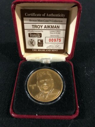 Troy Aikman Dallas Cowboys Highlan Limited Edition Bronze Coin