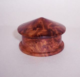 Vintage Small Art Deco Style Burr/burl Wood Keepsake Trinket Stash Box Cone Top