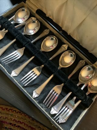 Vintage Silver Plated Dessert Forks And Spoons