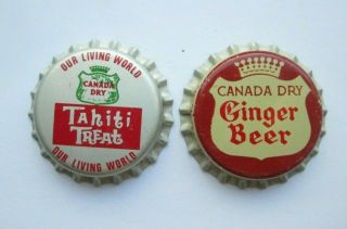 2 Vintage Uncrimped Bottle Caps Ginger Beer Tahitian Canada Dry Ltd Toronto