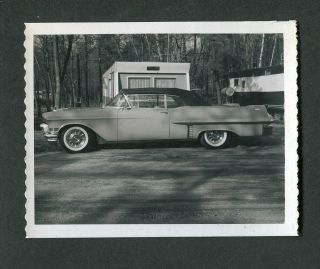 Vintage Polaroid Photo 1957 Cadillac Car Mobile Home Trailer Park 446079