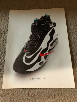 Vintage 1996 Nike Air Griffey Max 1 Freshwater Shoes Poster Print Ad Ken Griffey
