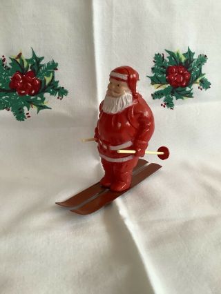Vintage Irwin Plastic Santa Claus Metal Skiis Ski Poles - Christmas