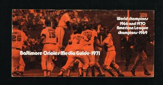 1971 Baltimore Orioles Mlb Baseball Press Media Guide W/ Schedule On Back Cover
