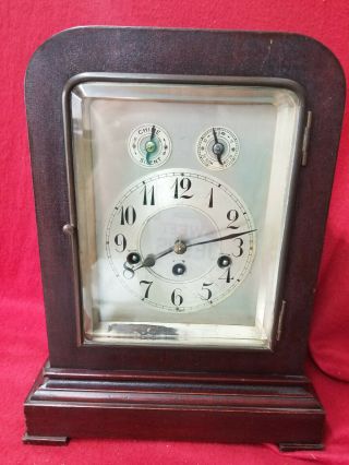 1890 - 1900 Junghans Westminister Chiming Bracket Clock With Thick Beveled Glass