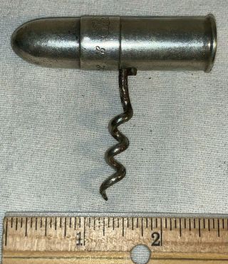 Antique 1897 Folding Bullet Shaped Corkscrew Bar Saloon Cork Bottle Tool 1918