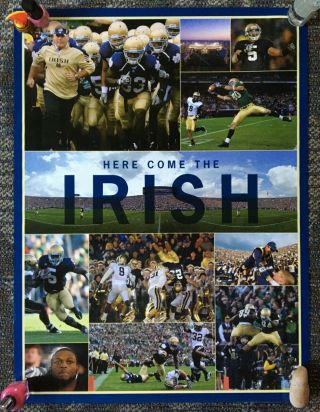 The Fighting Irish Of Notre Dame University Football Team Vintage Poster Ex,