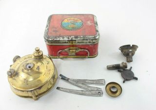 Vintage Primus No.  96 Brass Camping Stove In Metal Tin Case Sweden - M9