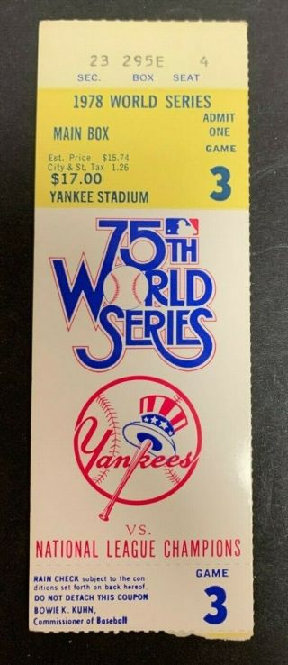 1978 75th Baseball World Series Ny Yankees Los Angeles Dodgers Game 3 M3 12320