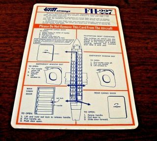 Britt Airways Safety Card Fh - 227 Fairchild Hiller Vintage Continental