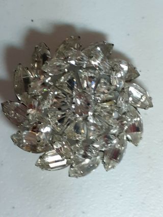 Repair Parts Or Use Vintage Weiss Co.  N.  Y.  Signed Pin Brooch Clear Rhinestone