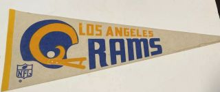 Vintage 1960s Large 30 Inch Los Angeles Rams Football Pennant - Tlc Cond