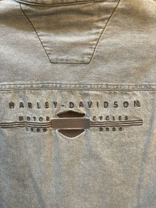 Harley Davidson Motorcycle 1903 - 2003 Anniversary Biker Denim Shirt Sz Medium