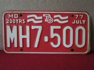 Great Number " 1976 Bi - Centennial " Mo.  Mh7 - 500 " Stamped License Plate