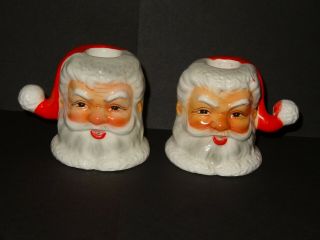 Vintage Ceramic Santa Claus Candle Holder Topline Imports Japan - Set Of 2