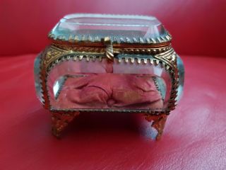 Antique French Glass Casket Jewellery Display Box.