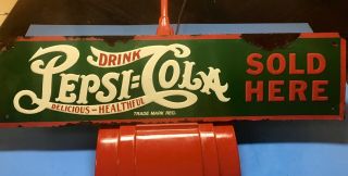 Vintage Pepsi Cola Double Dot Embossed Advertising Sign