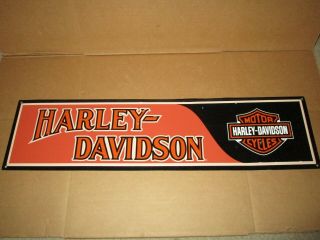 Harley Davidson Motorcycle Tin Sign Mancave Black Orange 22 " X 5.  5 "