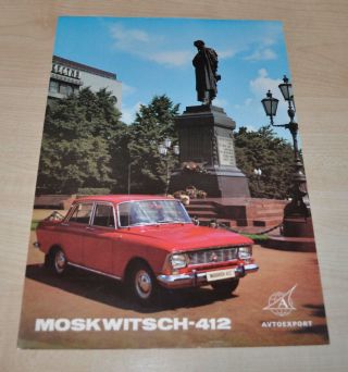 Moskvich Moskwitsch 412 Russian Cars Soviet Ussr Brochure Prospekt Avtoexport