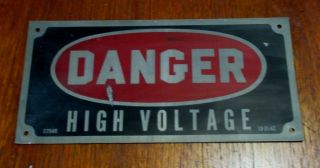 Vintage 1942 Danger High Voltage Metal Sign