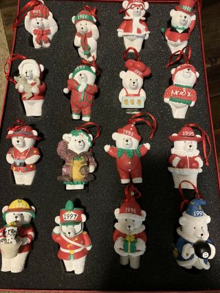Vtg Christmas Ornaments 15 Years Of Santa Bear 1985 - 1999 Dayton Hudson