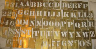 77 Vintage Brass Stencils Set 2 " Alphabet Number Punctuation Great Patina