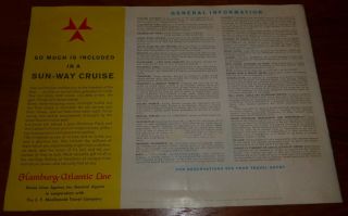 Vintage 1962 S.  S.  Hanseatic Winter Cruise From Florida to West Indies Booklet 2