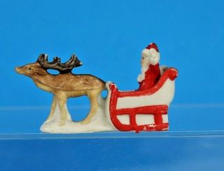 Antique German Bisque Snowbaby Snow Baby Christmas Figure Santa Claus In Sleigh