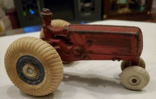 1930s Antique Arcade Cast Iron Oliver Farm Tractor Toy Driver 5 " Long X 3 " Wide
