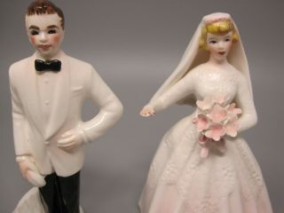 Vintage Lefton Bride & Groom Cake Topper,  Flower Girl & Ring Bearer 2