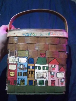 Vintage Folk Art Basket 1940 