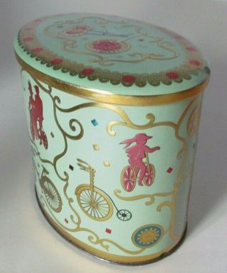 Vintage Baret Ware Tin Canister Container Biscuit Tea Bicyclists Oval Art Grace
