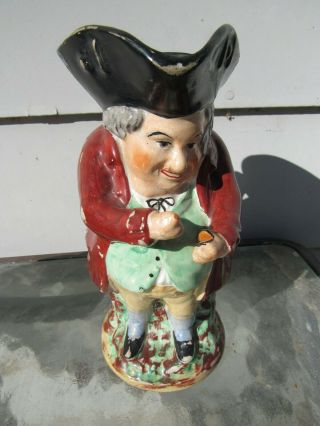 Antique Snuff Taker Staffordshire Pottery Figural Toby Jug Mid 19th Century 8.  5 "