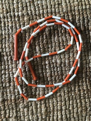 Vintage Plastic Bead 1.  5 " Beads Jump Rope Orange Handles 9 Feet In Length 1980s