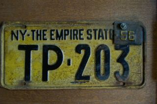 Vintage York State License Plate - 1955 With 1956 Tag.  Tp - 203