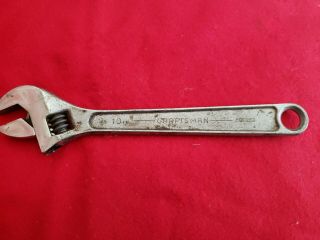 Vintage Craftsman 10 " Adjustable Wrench Marked Jw - Alloy Made In The Usa