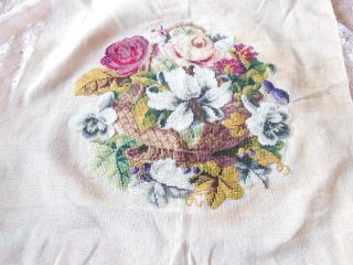 Antique/victorian Embroidered Petit Point Tapestry And Micro Beadwork Panel