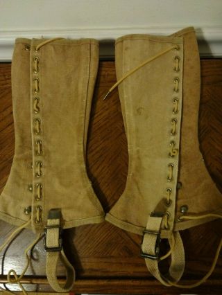 Vintage Wwii Military U.  S.  Army Shoe Gaiters Leg Shin Straps Wraps Leggings 2 - R