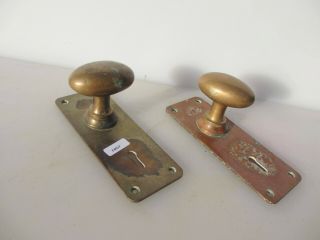 Victorian Brass Door Knobs Handles Pulls Antique Old Iron Plates Oval Vintage