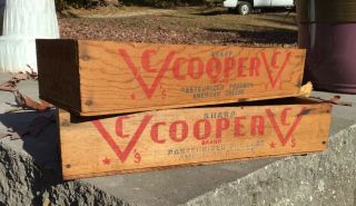 2 Vintage Wood Boxes Cooper Sharp American Cheese 5 Lb Pope & Sons Phila Pa