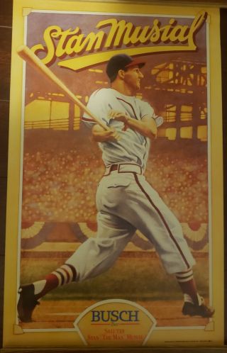 Vintage Sports Poster Stan " The Man " Musial Busch Beer 1980 