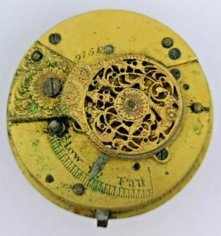 Antique Fusee Verge Pocket Watch Movement Or Restoration (y58)