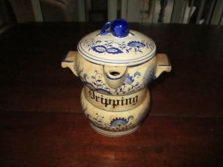 Vintage Blue And White Dripping Vessel And Pourer - Circa 1960s