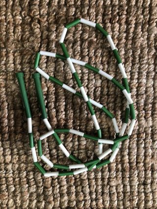Vintage Plastic Bead 1.  5 " Beads Jump Rope Green Handles 9 Feet In Length 1980s