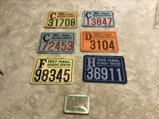 Vintage Pennsylvania Jersey Hunting License 1946 1950 1951 1952 1957 1960