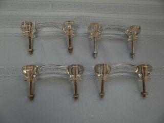 Set Of 4 Vtg Double Handle Knobs Glass Cabinet Chest Door Drawer Part W Hardware