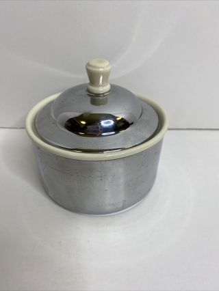 Bauscher Weiden Sugar Bowl Porcelain With Silver Chrome Finish Vintage Lid Mcm