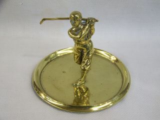 C1925 Antique Art Deco Cast Brass Figural Golfer Golfing Tray Dish Club Prize ??