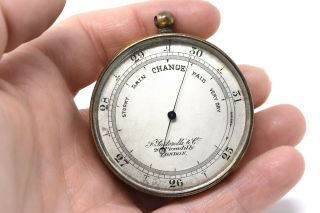 Antique Victorian Brass Pastorelli & Co London Pocket Barometer As Found